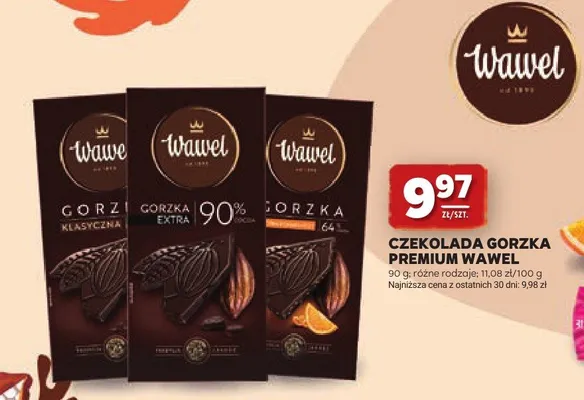 Czekolada gorzka extra 90% Wawel promocja w Stokrotka
