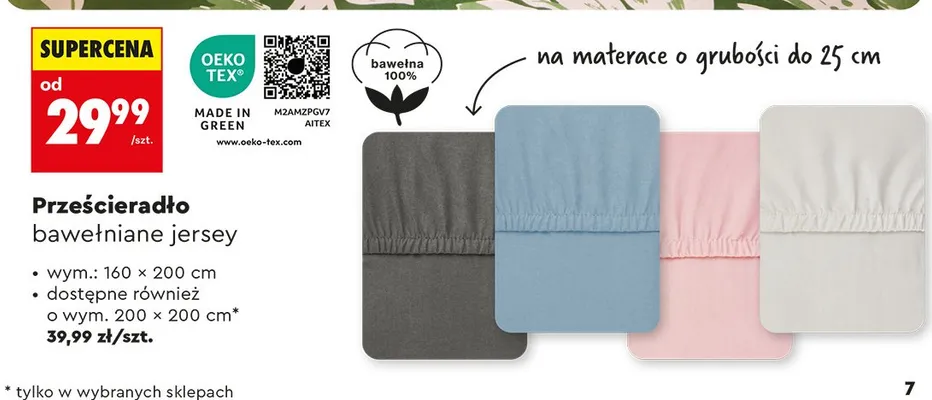 Prześcieradło bawełniane jersey promocja w Biedronka