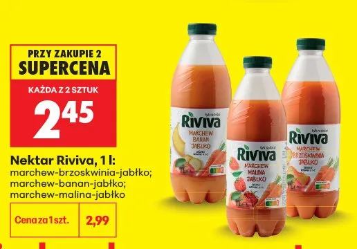 Nektar Riviva marchew-malina-jabłko promocja w Biedronka