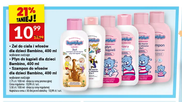 Płyn do kąpieli dla dzieci Bambino promocja w Twój Market