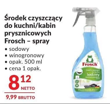 Środek czyszczący do kuchni/kabin prysznicowych Frosch – spray sodowy winogronowy promocja w Makro