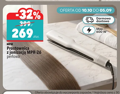 Prostownica z jonizacją MPR-26 perłowa Mpm promocja w Biedronka