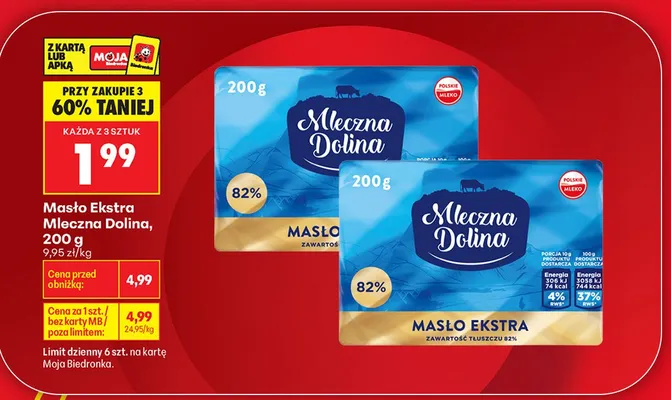 Masło Ekstra Mleczna Dolina promocja w Biedronka