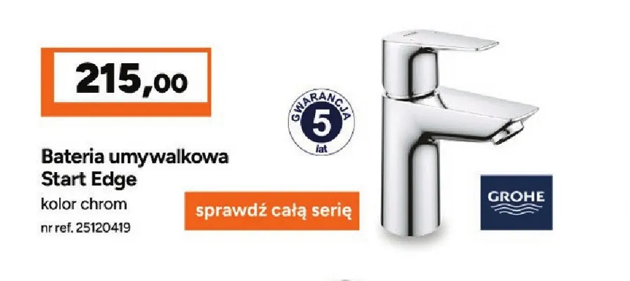 Bateria umywalkowa Grohe Start Edge promocja w Bricoman