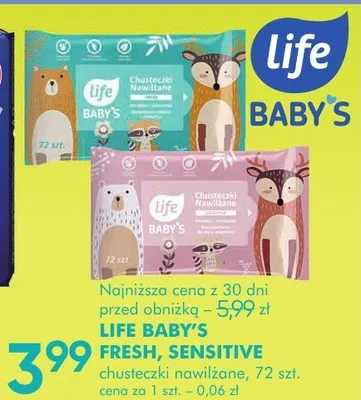 Chusteczki nawilżane life baby's fresh, sensitive promocja w Super-Pharm