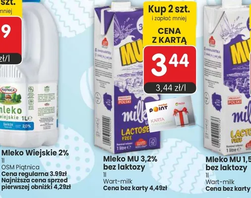 Mleko MU 1,5% bez laktozy promocja w Market Point