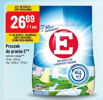 Proszek do prania E Do Białych i Jasnych Tkanin promocja w POLOmarket
