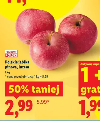 Polskie jabłka pinova, luzem promocja w Lidl