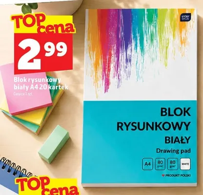 Blok rysunkowy biały A4 20 kartek interDRUK promocja w TOPAZ