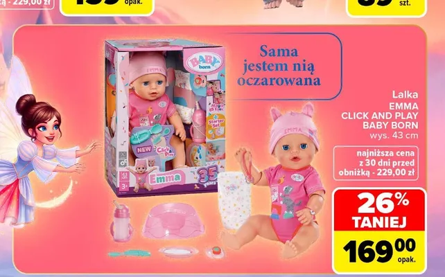Lalka Emma Click and Play Baby Born 43 cm promocja w Carrefour