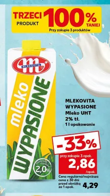 Mleko UHT Mlekovita Wypasione 2% promocja w Kaufland