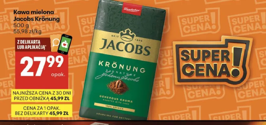 Kawa mielona Jacobs Krönung promocja w Delikatesy Centrum