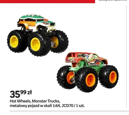 Metalowy pojazd Monster Trucks w skali 1:64 JCD70 Hot Wheels promocja w Empik