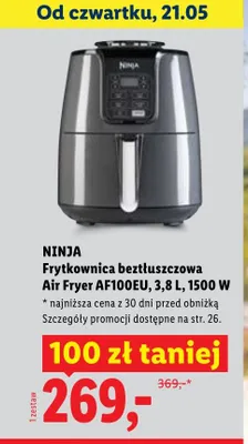 Frytkownica beztłuszczowa Air Fryer AF100EU 3,8l 1500W NINJA promocja w Lidl
