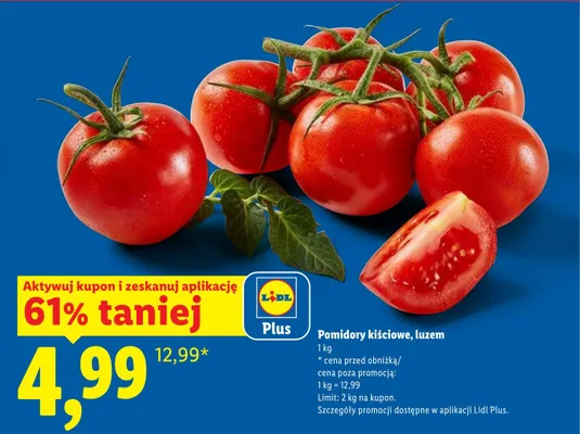 Pomidory kiściowe luzem promocja w Lidl