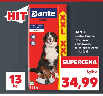 Sucha karma dla psów z wołowiną Dante promocja w Kaufland