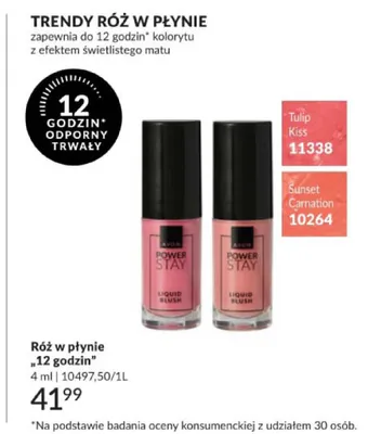 Róż w płynie 12 godzin Avon Power Stay promocja w AVON