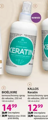 Spray termochronny KALLOS Keratin do włosów promocja w Hebe