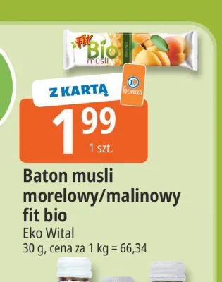 Baton musli morelowy fit bio Eko Wital promocja w Leclerc