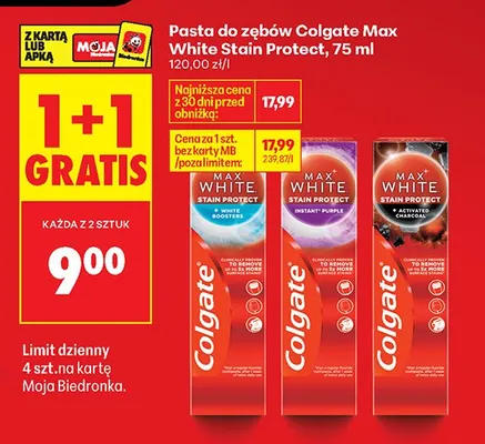 Pasta do zębów Max White Stain Protect promocja w Biedronka