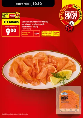 Łosoś norweski wędzony na zimno w plastrach Marinero promocja w Biedronka