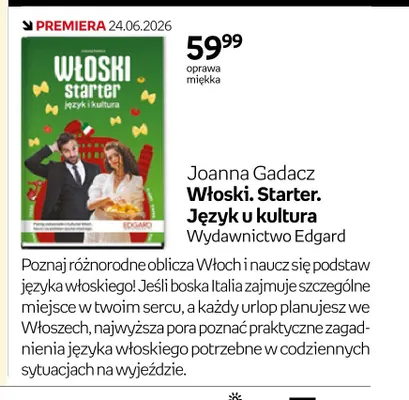 Książka Włoski. Starter. Język i kultura Joanna Gadacz promocja w Empik