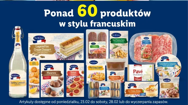 Produkty w stylu francuskim, różne rodzaje promocja w Lidl