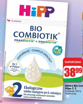 Mleko Bio Combiotik 2, 3 promocja w Dino