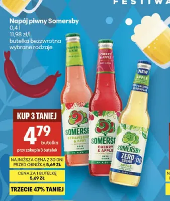 Napój piwny Somersby Strawberry & Kiwi promocja w Delikatesy Centrum