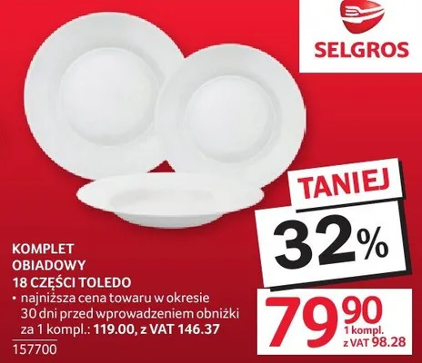 Komplet obiadowy 18 części Toledo promocja w Selgros