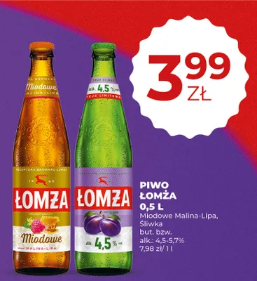Piwo Łomża Miodowe Malina-Lipa promocja w Duży Ben