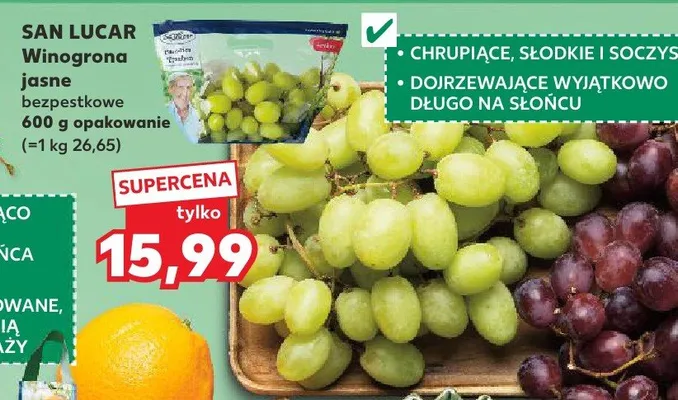 Winogrono jasne bezpestkowe promocja w Kaufland