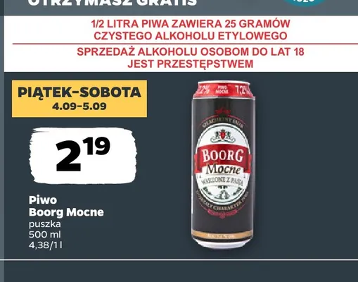 Piwo Boorg Mocne promocja w Netto