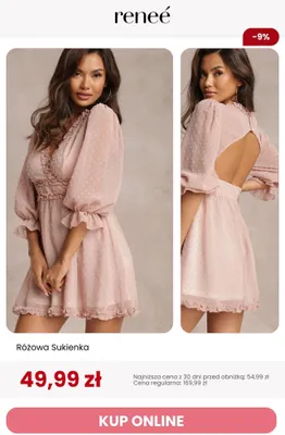 Sukienka damska Renee różowa promocja w Renee