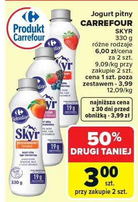 Jogurt pitny Skyr promocja w Carrefour Market