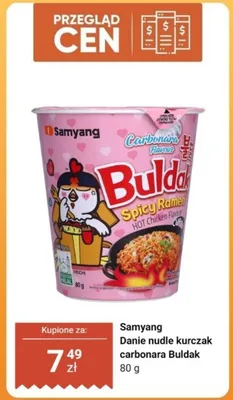 Danie nudle kurczak carbonara Buldak Samyang promocja w Dino