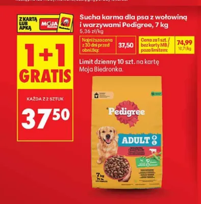 Sucha karma dla psa Pedigree z wołowiną i warzywami promocja w Biedronka