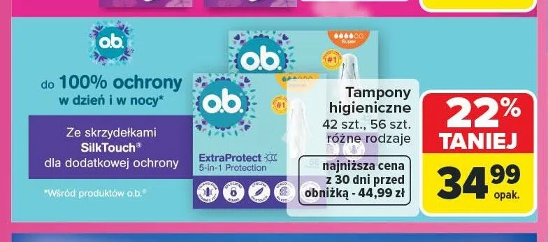 Tampony higieniczne o.b. ProComfort promocja w Carrefour