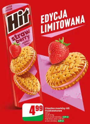Ciastka markizy Hit truskawkowe promocja w Dino