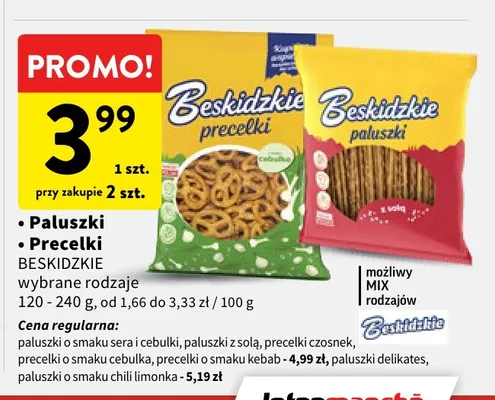 Precelki o smaku cebulka Beskidzkie promocja w Intermarche