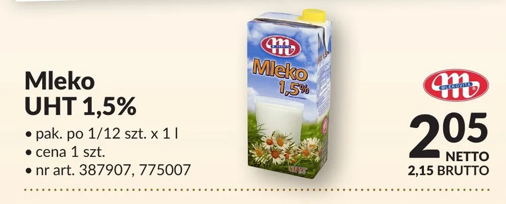 Mleko UHT 1,5% Mlekovita promocja w Makro