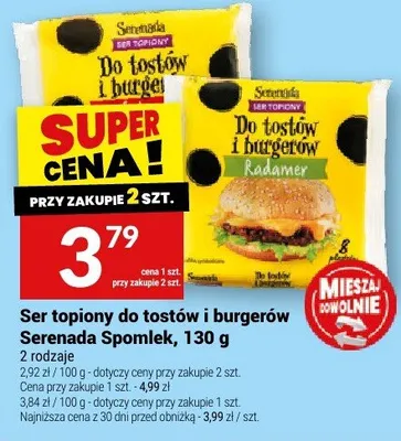 Ser topiony do tostów i burgerów Serenada Spomlek promocja w Twój Market