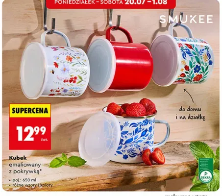 Kubek emaliowany z pokrywką Smukee 650 ml promocja w Biedronka