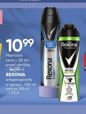 Antyperspirant w sprayu Rexona Men Invisible Fresh Power promocja w Super-Pharm