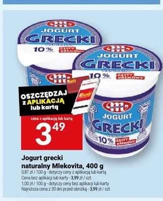 Jogurt grecki naturalny Mlekovita promocja w Twój Market