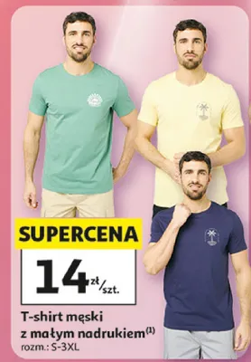 T-shirt męski z małym nadrukiem Inextenso rozm. S-3XL promocja w Auchan