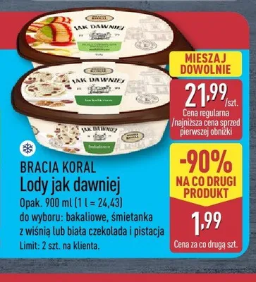 Lody jak dawniej Bracia Koral śmietanka z wiśnią promocja w Aldi