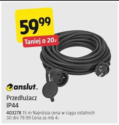 Przedłużacz Anslut IP44 15m 403278 promocja w Jula