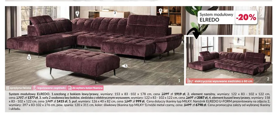 Sofa 2 osobowa bez boków Elredo promocja w Salony Agata
