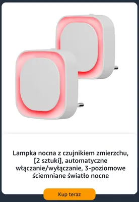 Lampka nocna z czujnikiem zmierzchu 2-pak promocja w Amazon